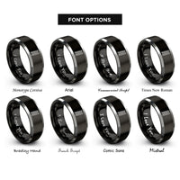 font options for inside engraving on black & silver ladder rings