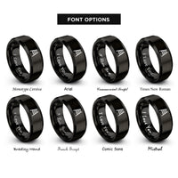 font options for inside engraving on black ladder rings