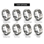 font options for inside engraving on grey ladder rings