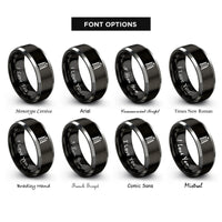 font options for inside engraving on black & grey ladder of success rings