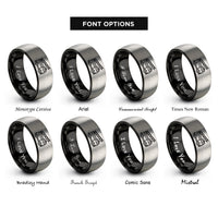 font options for inside engraving on black & gray ladder truck rings