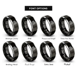 font options for inside engraving on black & silver ladder truck rings