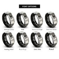 font options for inside engraving on black & gray ladder truck rings