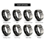 font options for inside engraving on black & silver ladder truck rings