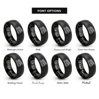 font options for inside engraving on black ladder truck rings
