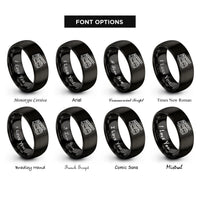 font options for inside engraving on black ladder truck rings