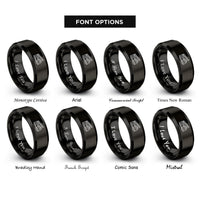 font options for inside engraving on black ladder truck rings