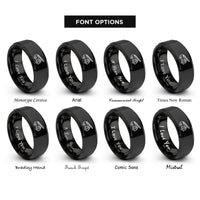 font options for inside engraving on black ladder truck rings
