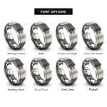 font options for inside engraving on silver ladder truck rings