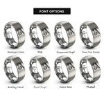 font options for inside engraving on grey ladder truck rings