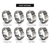 font options for inside engraving on grey ladder truck rings