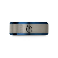 personalized presents for her – blue & silver tungsten ball mouse wedding band