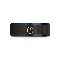 creative birthday present ideas – gunmetal & blue tungsten ball mouse wedding band