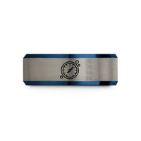 special presents for women – black & blue & grey tungsten depth gauge wedding band