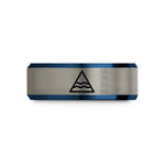 unique presents for her – black & blue & grey tungsten water triangle wedding band