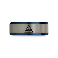 unique presents for her – black & blue & grey tungsten water triangle wedding band