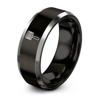 personalized presents for her – black & silver tungsten cabasa ring