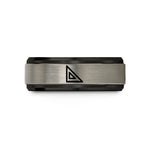 engraved rings for her – black & silver tungsten engineers square wedding band