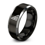 engraved rings for her – black & gray tungsten engineers square ring