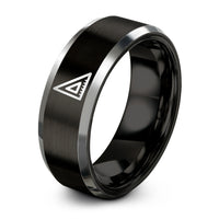 engraved rings for her – black & gray tungsten engineers square ring