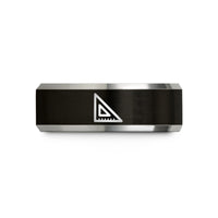 tungsten rings for couples – black & gray tungsten engineers square wedding band