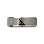 engraved rings for her – black & grey tungsten engineers square wedding band