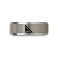 engraved rings for her – black & grey tungsten engineers square wedding band