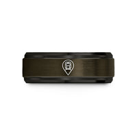 unique birthday present for her – gunmetal & black tungsten map pin train wedding band