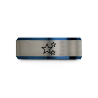 best birthday present ideas – black & blue & grey tungsten stars wedding band