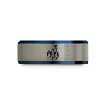 birthday presents for her – black & blue & grey tungsten tree line moon wedding band