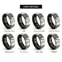 font options for inside engraving on black & gray ladle rings
