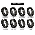 font options for inside engraving on black & grey ladle rings