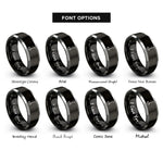 font options for inside engraving on black & silver ladle rings