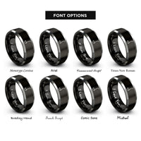 font options for inside engraving on black & silver ladle rings
