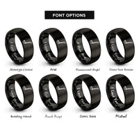 font options for inside engraving on black ladle rings
