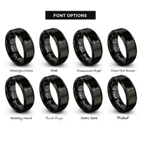 font options for inside engraving on black ladle rings