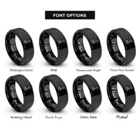 font options for inside engraving on black ladle rings