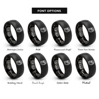 font options for inside engraving on black lady justice rings