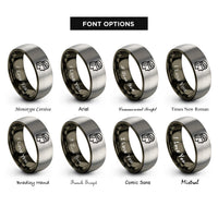 font options for inside engraving on gunmetal & silver lady justice rings