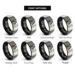 font options for inside engraving on black & silver lady justice scales rings
