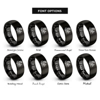 font options for inside engraving on black lady justice silhouette rings
