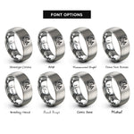 font options for inside engraving on silver lady justice silhouette rings