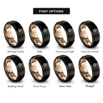 font options for inside engraving on black & rose gold ladybug rings
