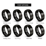 font options for inside engraving on black ladybug rings