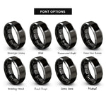 font options for inside engraving on black & gray lag bolt rings