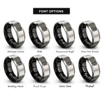 font options for inside engraving on black & silver lag bolt rings