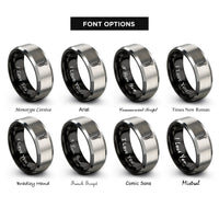 font options for inside engraving on black & silver lag bolt rings