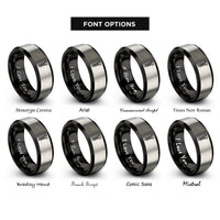font options for inside engraving on black & gray lag bolt rings
