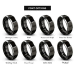 font options for inside engraving on black & gray lag bolt rings
