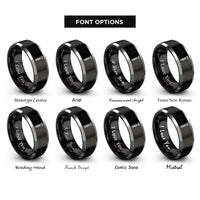 font options for inside engraving on black & gray lag bolt rings
